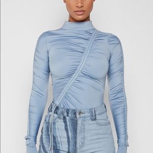 Elegant Blue Long Sleeve Bodysuit